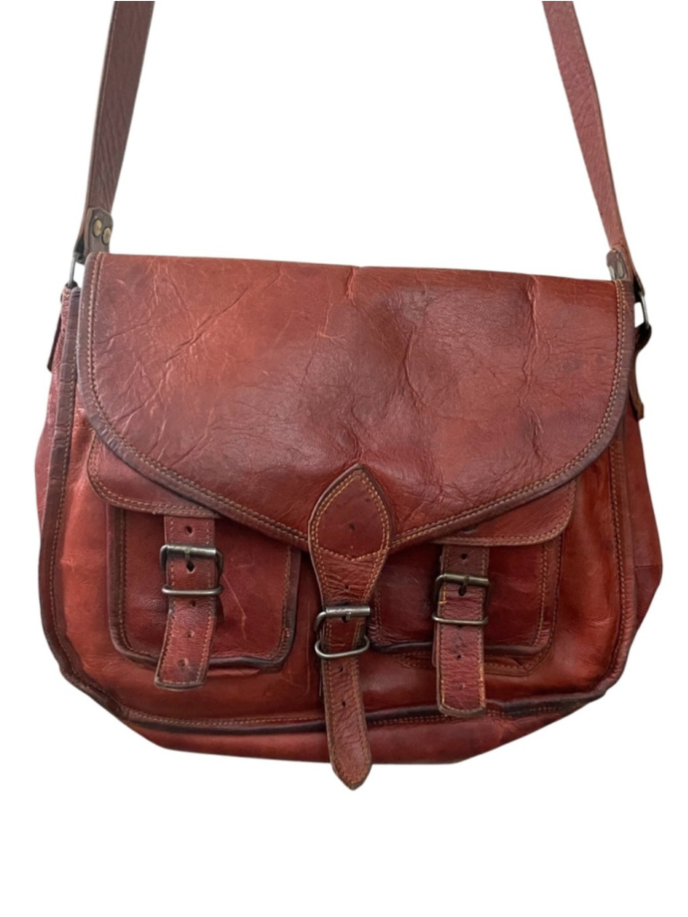 Vintage Komal’s Passion Leather Crossbody Messenger Satchel Bag